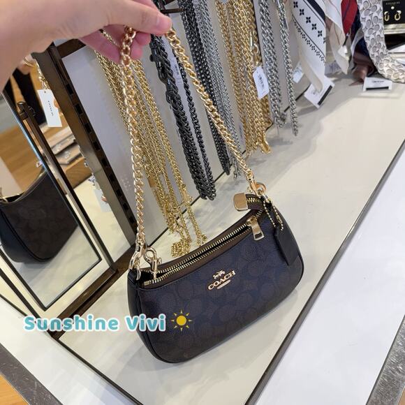 NWT Coach Teri Mini Crossbody Bag Signature Canvas CW323 Gold/Walnut/Black - Picture 2 of 9